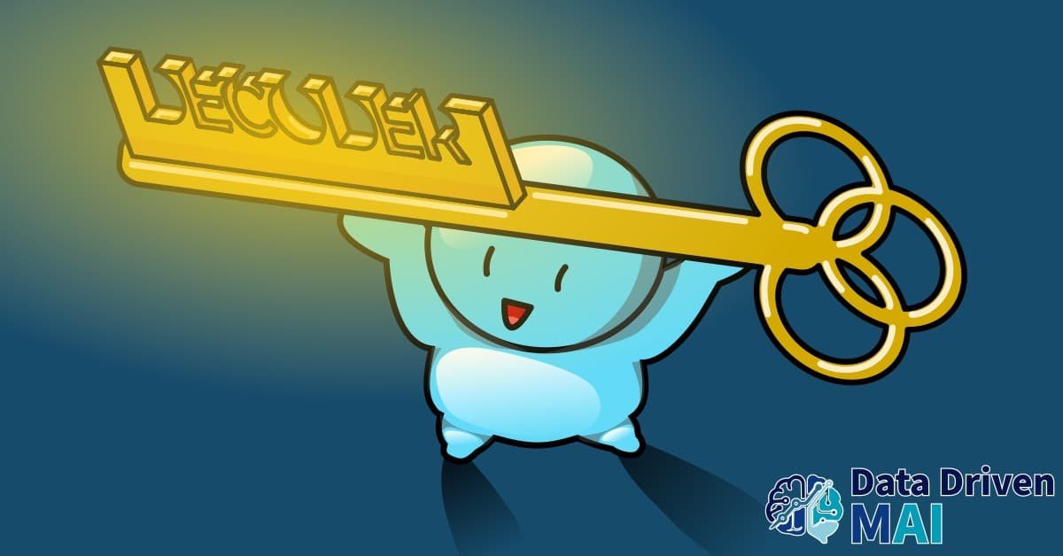 Illustration of figure holding the decoder key that is able to open a file of unknown encoding.